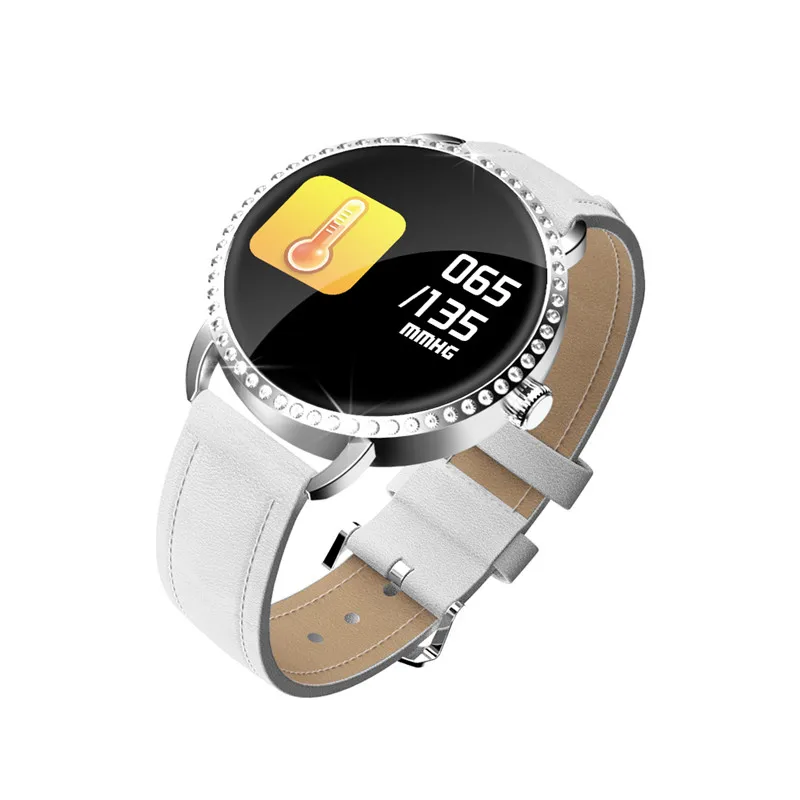 white H7 модный кожаный ремешок Smartwatch для женщин Водонепроницаемый Bluetooth gps трекер Peometer Удаленная камера здоровье браслет часы - Цвет: white