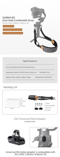 Tracolla A Sgancio Rapido JJC Per Stabilizzatori DJI RS 3 Pro, RS 3, RS 2 - Con Connettori NATO - Foto 2