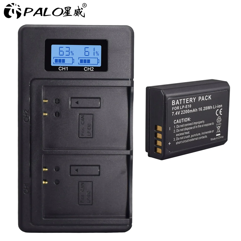 charger-1battery Для Canon 2 шт. LP-E10 батареи+ ЖК-дисплей USB двойное зарядное устройство Замена LP E10 LPE10 EOS 1100D 1200D 4000D Kiss X50 X70 - Цвет: charger-1battery