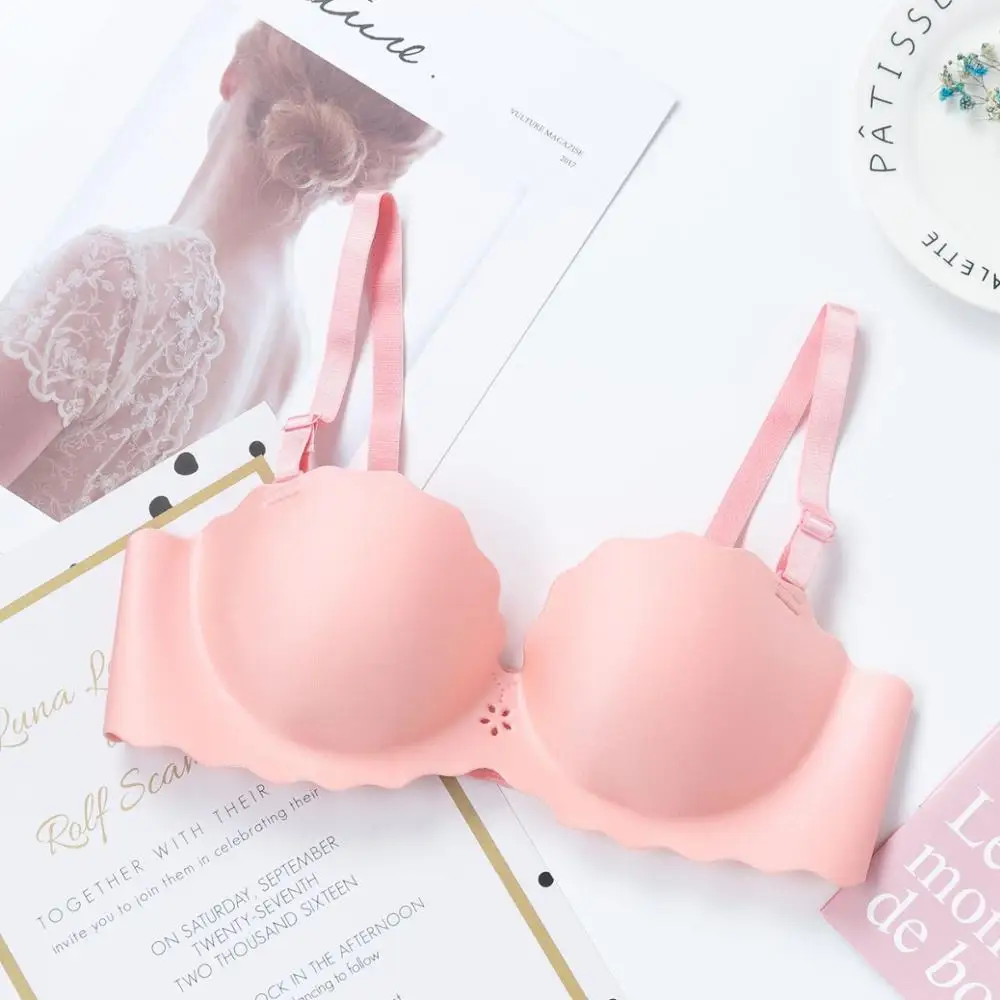 Нижнее белье для девочек, клетчатый цельный бюстгальтер без стального кольца, регулируемый бюстгальтер, женское нижнее белье без следов, женский бюстгальтер