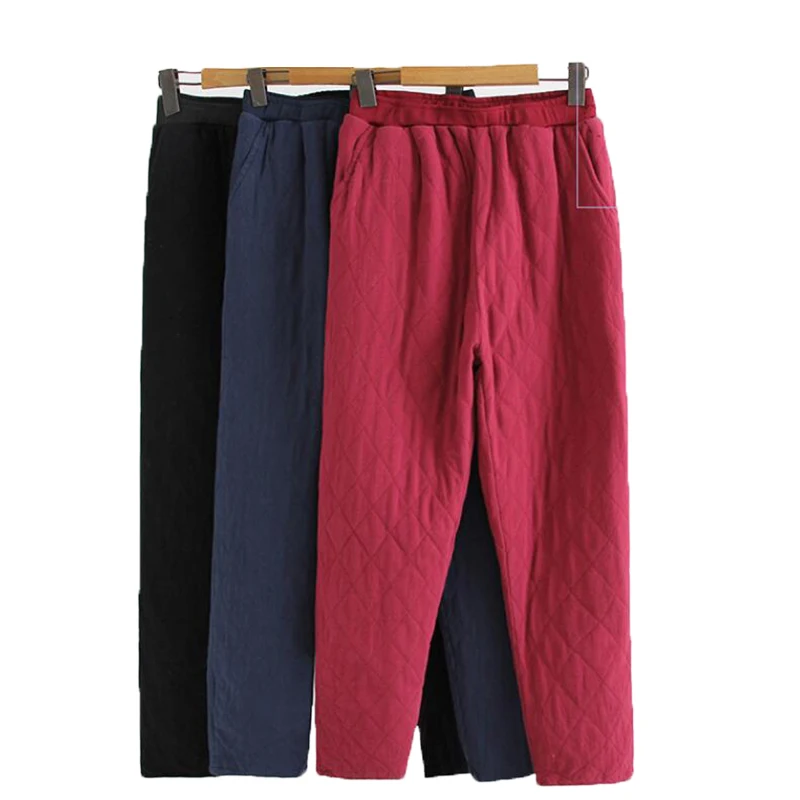 

Women's Cotton Pants Winter Add Cotton Warm Pants Trousers Middle-aged Women Large Size Loose Elastic Waist Casual Pants 2020