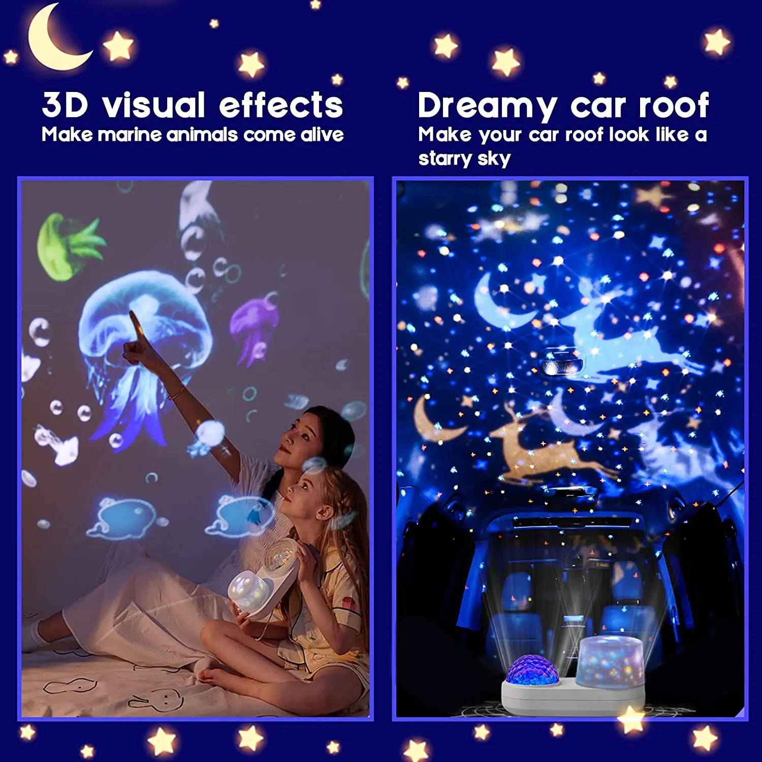 Galaxy Star Ocean Projector Night Lights by Music Speaker Starry Sky Projection Lamp for Home Room Decor Kids  Adults Baby Gift