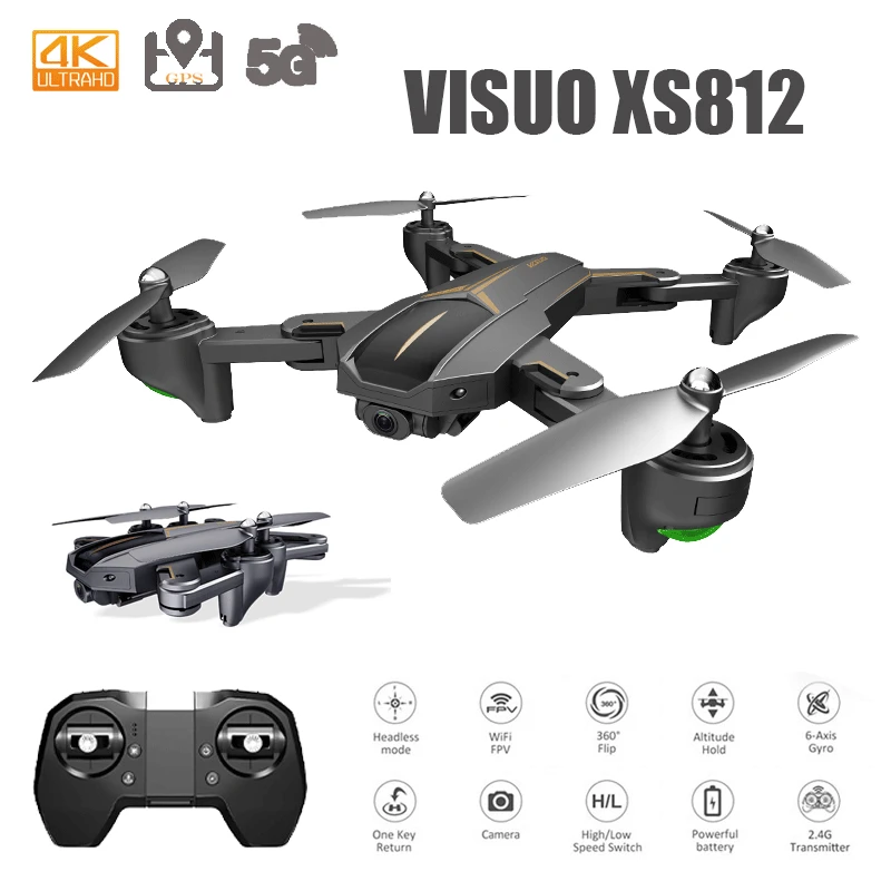 Дрон VISUO XS812 камера 4k GPS Wifi FPV складной функция удержания высоты | Игрушки и хобби