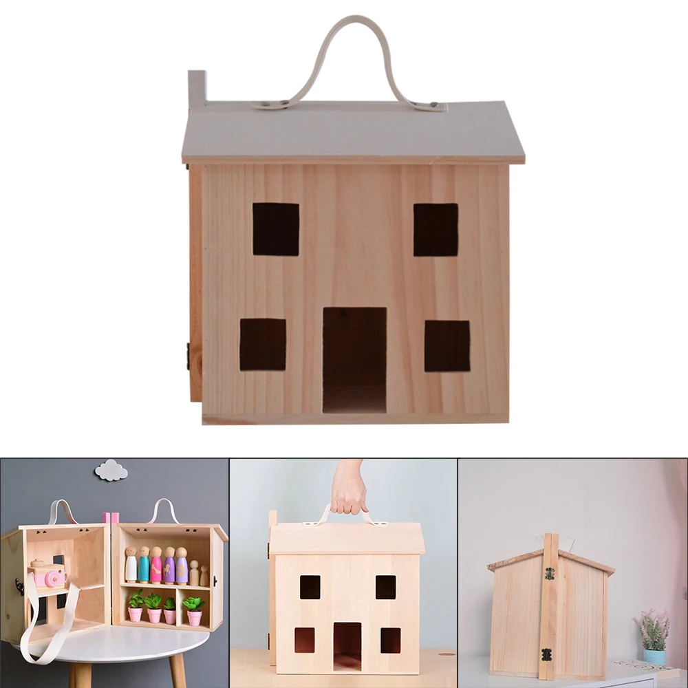 Деревянные ролевые игры Кукольный дом игрушка DIY Дом игрушка миниатюрный игровой набор портативный кукольный домик для маленьких девочек Детская игрушка с семейными домашними животными