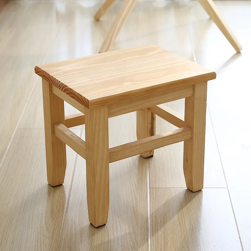 

Solid Wood Small Bench Sub-Household Small Square Adult Short Wooden Bench Pastoral Style Footstool Children's Bench