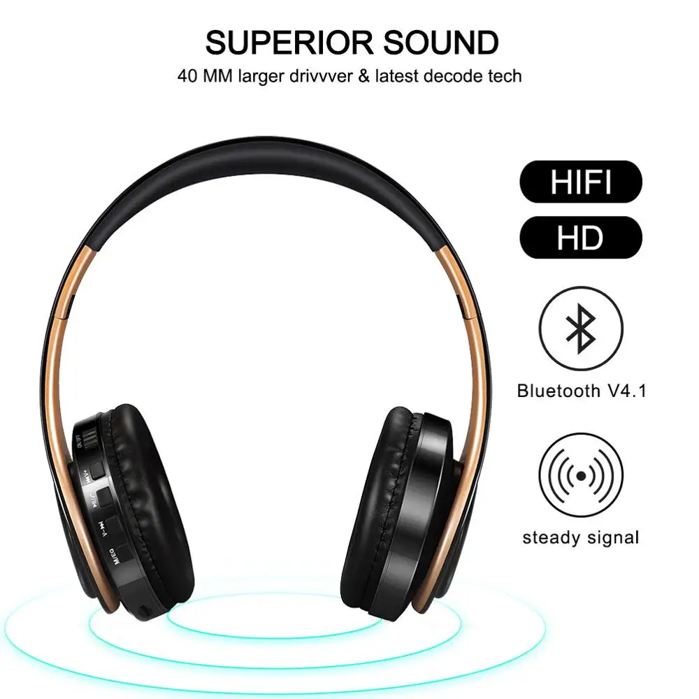 Tourya беспроводные Bluetooth бас-наушники стерео гарнитура складные наушники регулируемые наушники с микрофоном для ПК мобильного телефона тв
