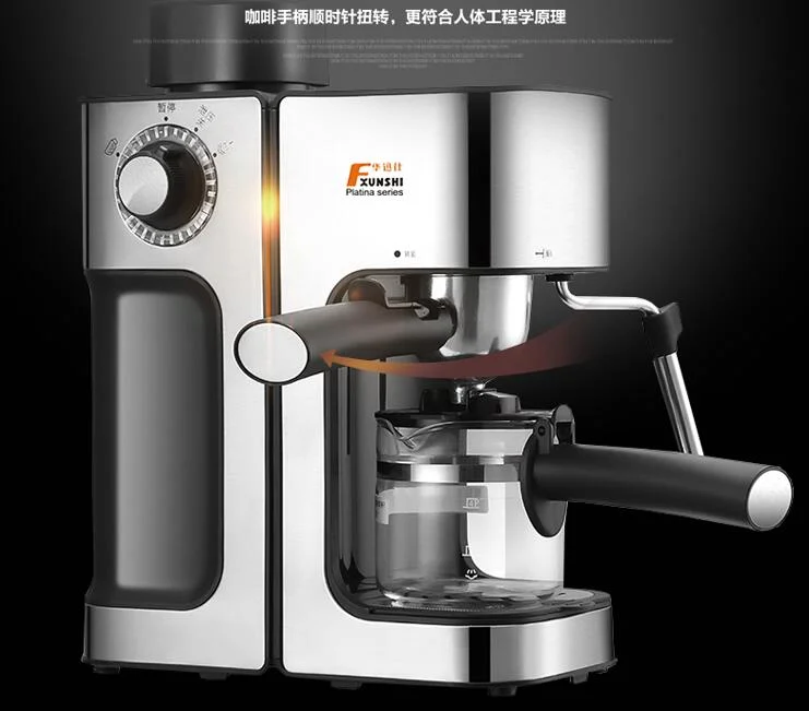 

Fxunshi stainless steel Italian 5bar 0.24L steam home coffee machine household auto espresso cafe maker MD-2006 pot MILK FOAM