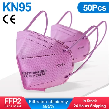 

50PCS Pink FFP2 masks Face Mask KN95 Facial Masks Filtration Dustproof Mouth Mask Protective Mascarillas in stock fast shipping