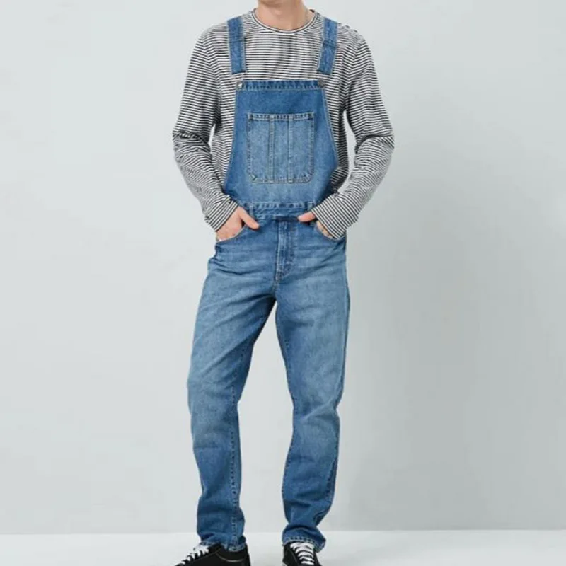 Популярные над Размеры Для Мужчин's Рваные джинсы комбинезоны, в уличном стиле искусственно состаренные джинсовые Комбинезон для человек штаны с подтяжками Размеры S-3XL