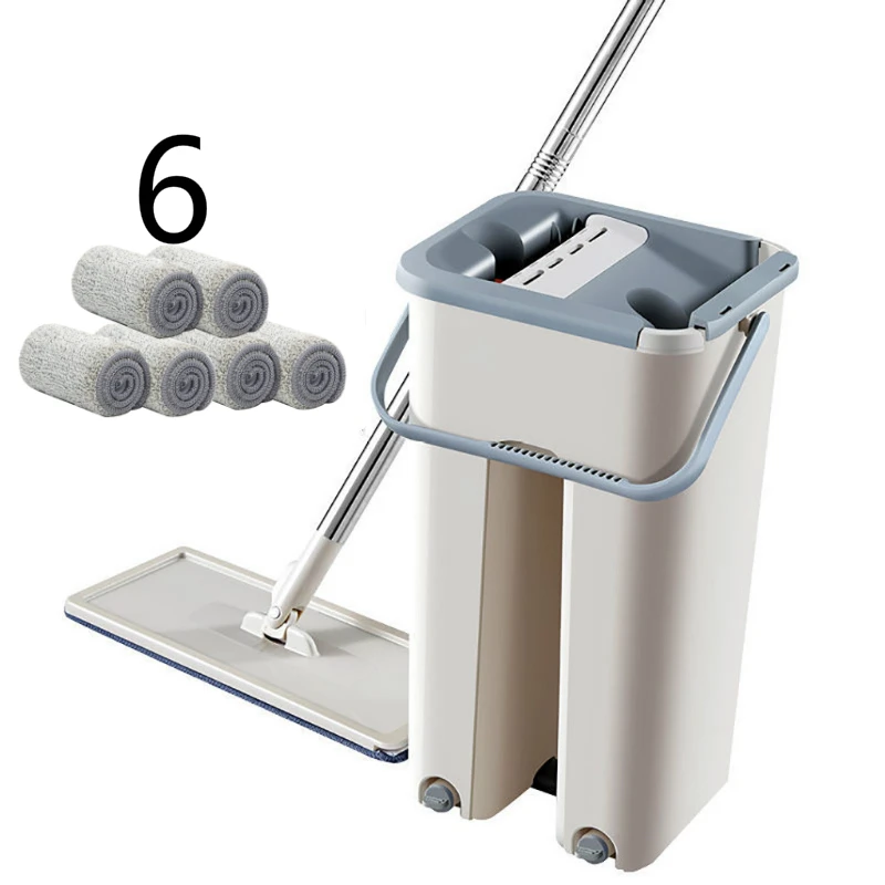 6 Mop cloth Set C5 микрофибровые подушечки, тканевые ручные отжимные швабры для дома и пола, плоская выдавливаемая Волшебная Автоматическая швабра и ведро - Цвет: 6 Mop cloth Set