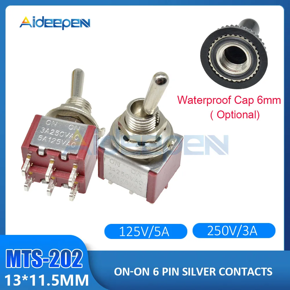 MTS-202 Red Миниатюрный переключатель включения-на ВКЛ-ВЫКЛ-на 2/3/6/9/12 штепселный MTS-102 МТС/103/202/203/302/303/402/403/123/223 переключатель с крышкой 6 мм - Цвет: MTS-202 Red