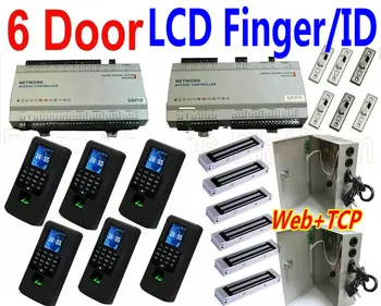 

6 Door Access Controller,Web IP Remote Control 6 pcs of New Biometric Fingerprint/EM ID Card reader+UPS Power+Magentic lock kits