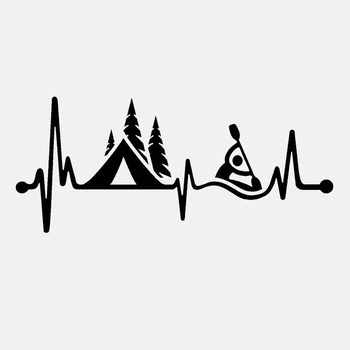 

Dawasaru Camping Tent Kayak Heartbeat Car Stickers Personalized Decals Suitcase Truck Motorcycle Auto Accessories PVC,15cm*6cm