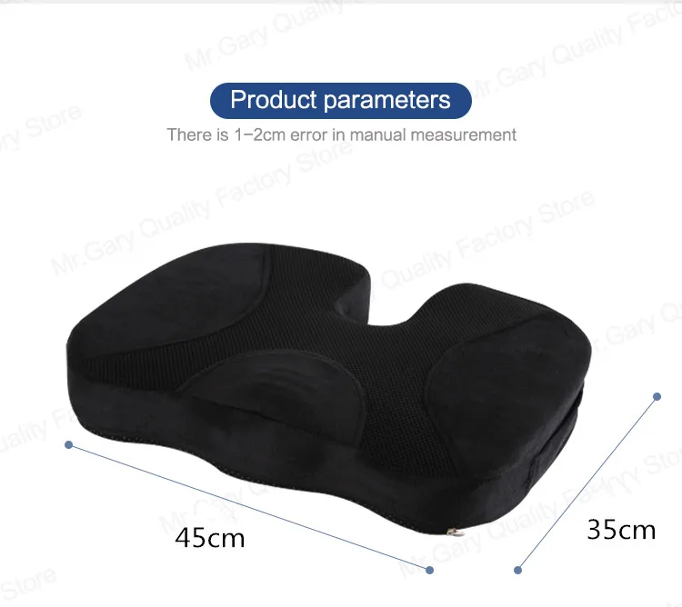 Non-Slip Memory Foam Seat Cushion For Back Pain Coccyx Orthopedic Car Office Chair Wheelchair Support Tailbone Sciatica Relief