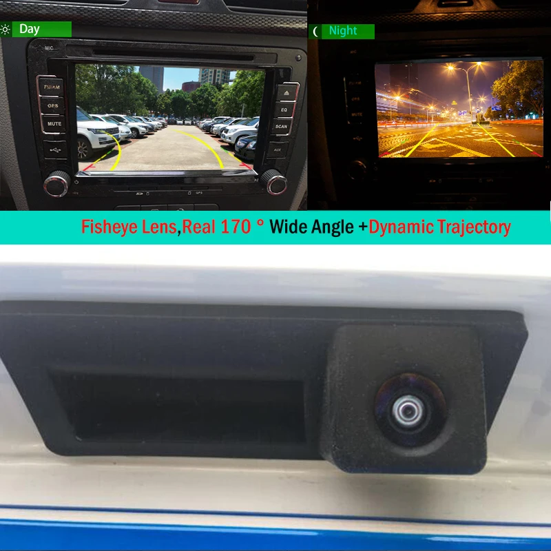 1-9 MIB Dynamic Trajectory Parking Line Car Reverse Backup Trunk Handle Camera HD Fisheye lens Wide Angle Rearview Parking Car Reverse RCD330 Plus For VW TIGUAN Passat B6 B7 Golf 5 6