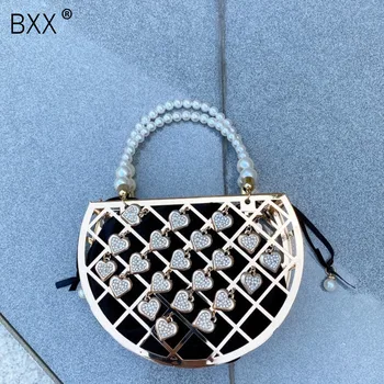 

[BXX] 2020 Rhinestones Metal Evening Bag Women Luxury Designer Diamonds Alloy Pearls Dinner Clutch Purse Ladies Handbag HO443