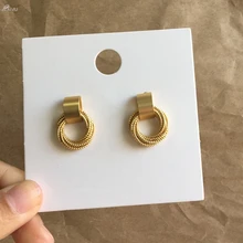 AOMU простой металлический золотой многослойный круг обмотка Геометрическая Мода Дизайн маленькие серьги-гвоздики для женщин комплект ювелирных изделий
