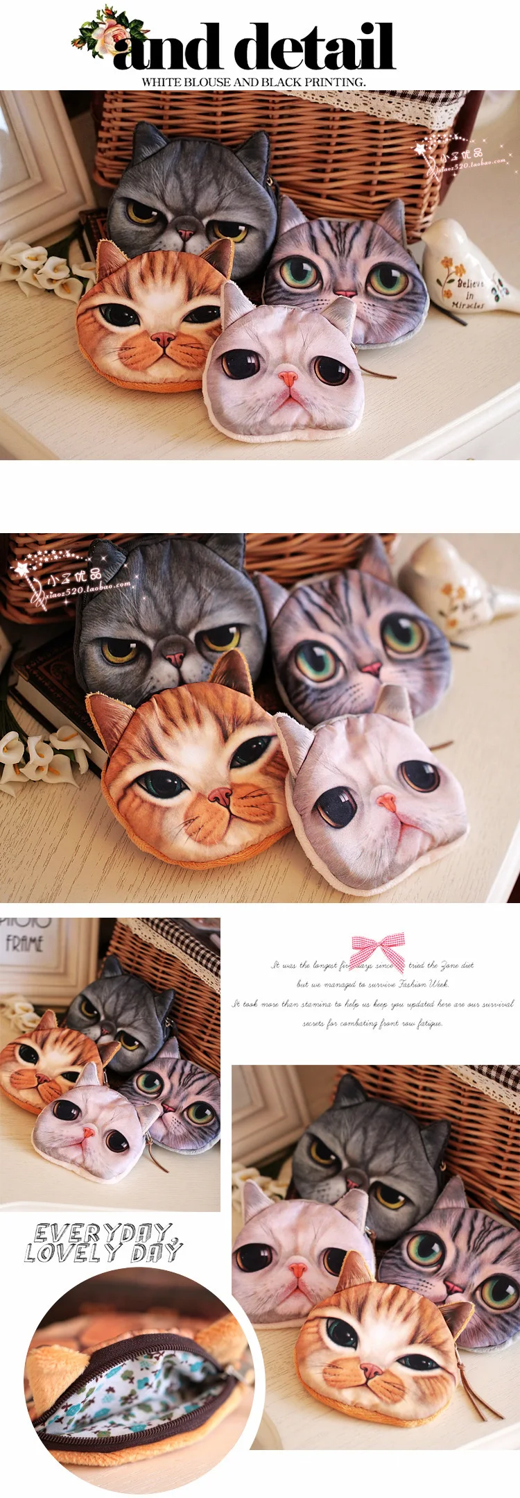 Cartoon Cat Coin Purse Cute Kids Purse Casual Zipper Children Wallet Girls Purse Small Money Bag Animal Prints Coin Card Holder