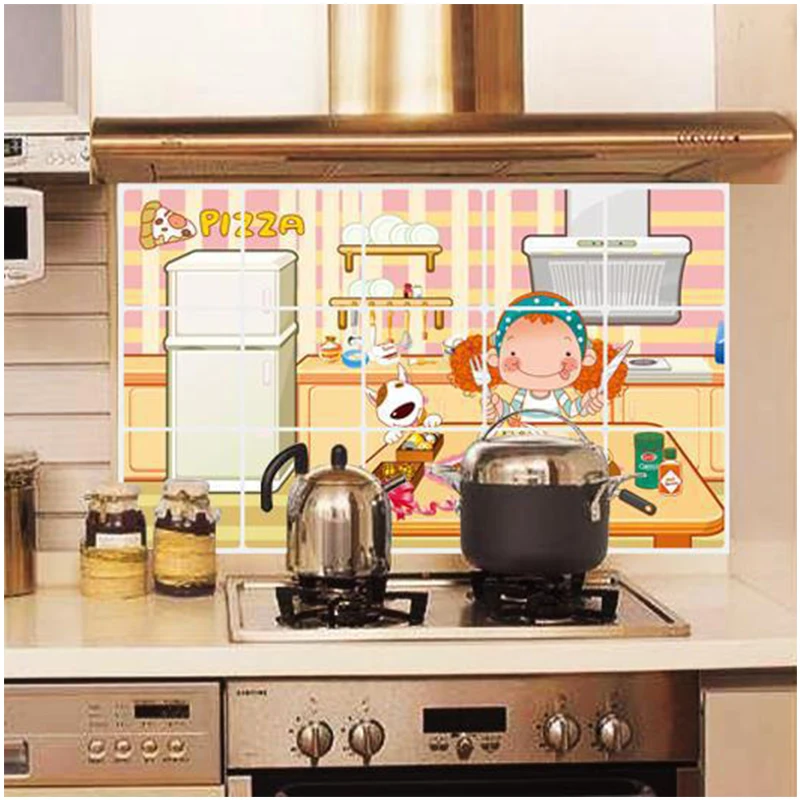 Kitchen Oil Proof Wall Stickers Home Decor Wallpaper Aluminum Foil