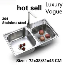 Tangwu 304 Нержавеющая сталь двойной паз кухонная раковина утолщение волочения xiancai бассейнов 72x38-81x43 см