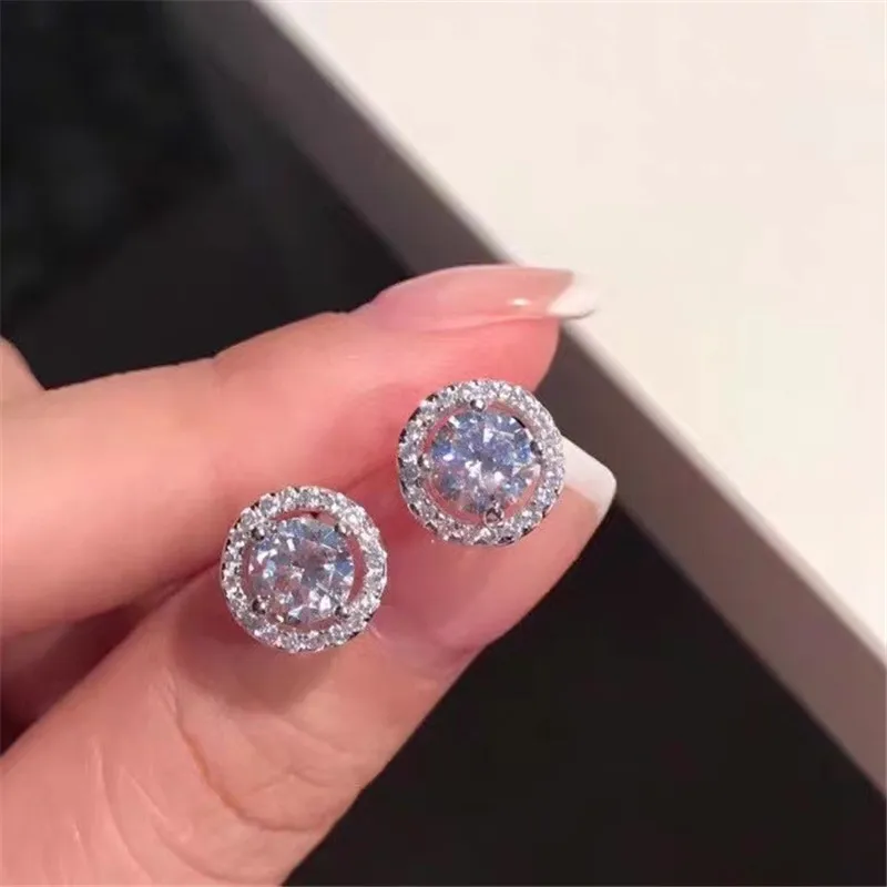 Stud Earrings For Women S925 Silver Cubic Zirconia Wedding Romantic Bridal Fine Jewelry Engagement Brincos Drop Shipping CCE032