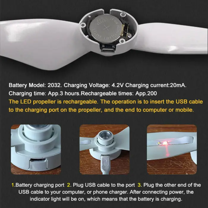 1 пара светодиодный Пропеллер для DJI Phantom 3 F450 Mi Drone 3DR SOLO PUO88