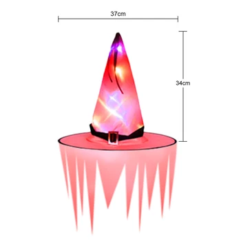 

8Pcs New Zigzag Witch Hat Light Belt Hanging Halloween Decor Adult Kids Luminous Witch Hat Suit 1*Stirng Light with Battery Box