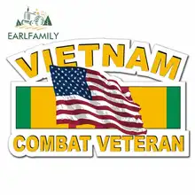 EARLFAMILY 13cm x 8.7cm for Vietnam Combat Veteran with Flag Car Stickers Bumper Trunk Truck Graphics Vinyl JDM Accessories