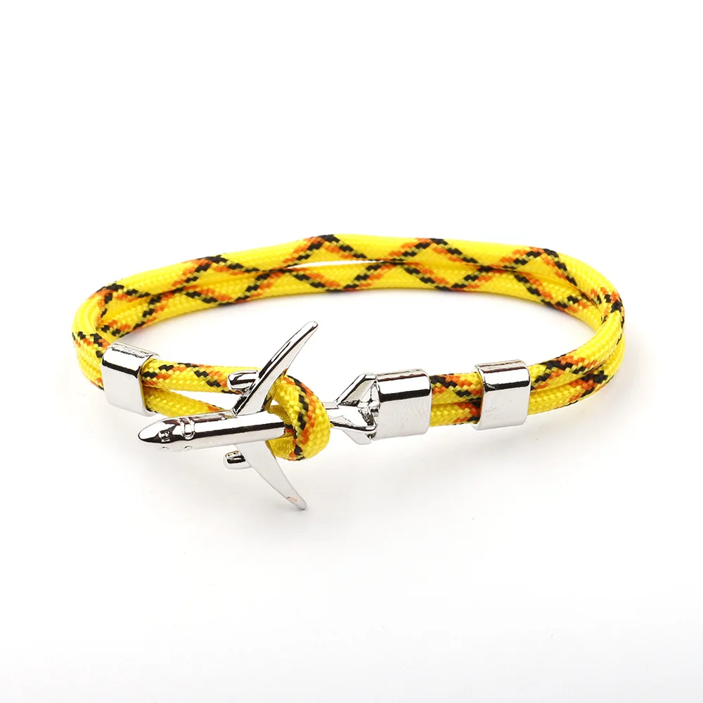 Fashion Braided Bracelets Men Charm Rope Chain Airplane Anchor Bracelet Male Women Air Plane Style Braided Bracelet Sport Hook (5)
