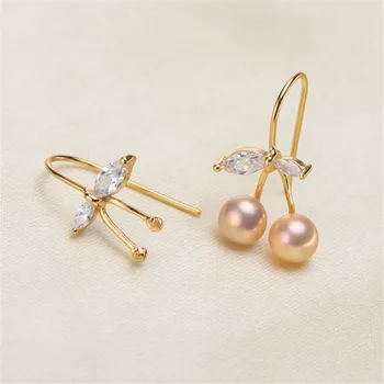 

oysters Pearl Earring Accessories Copper Silver Plating Earring Clasps Hooks Findings With Loop Clasp Base For Diy YYED-094