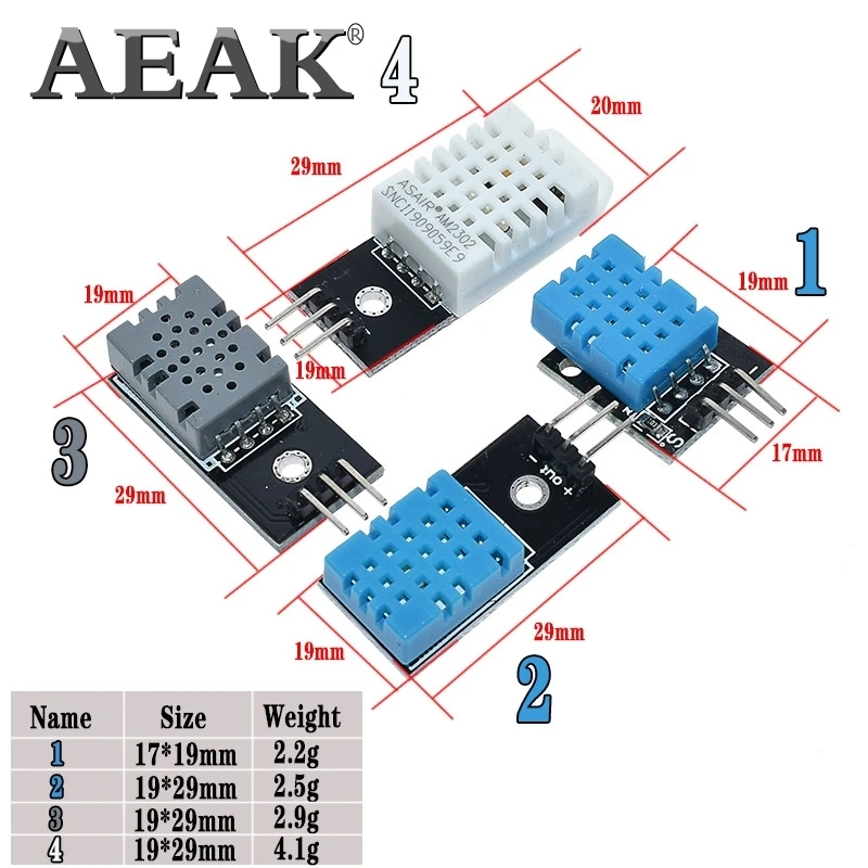 AEAK 1 шт. DHT11 DHT22 DHT-11 DHT-22 AM2320 MW33 цифровой датчик температуры и влажности с кабелем для Arduino