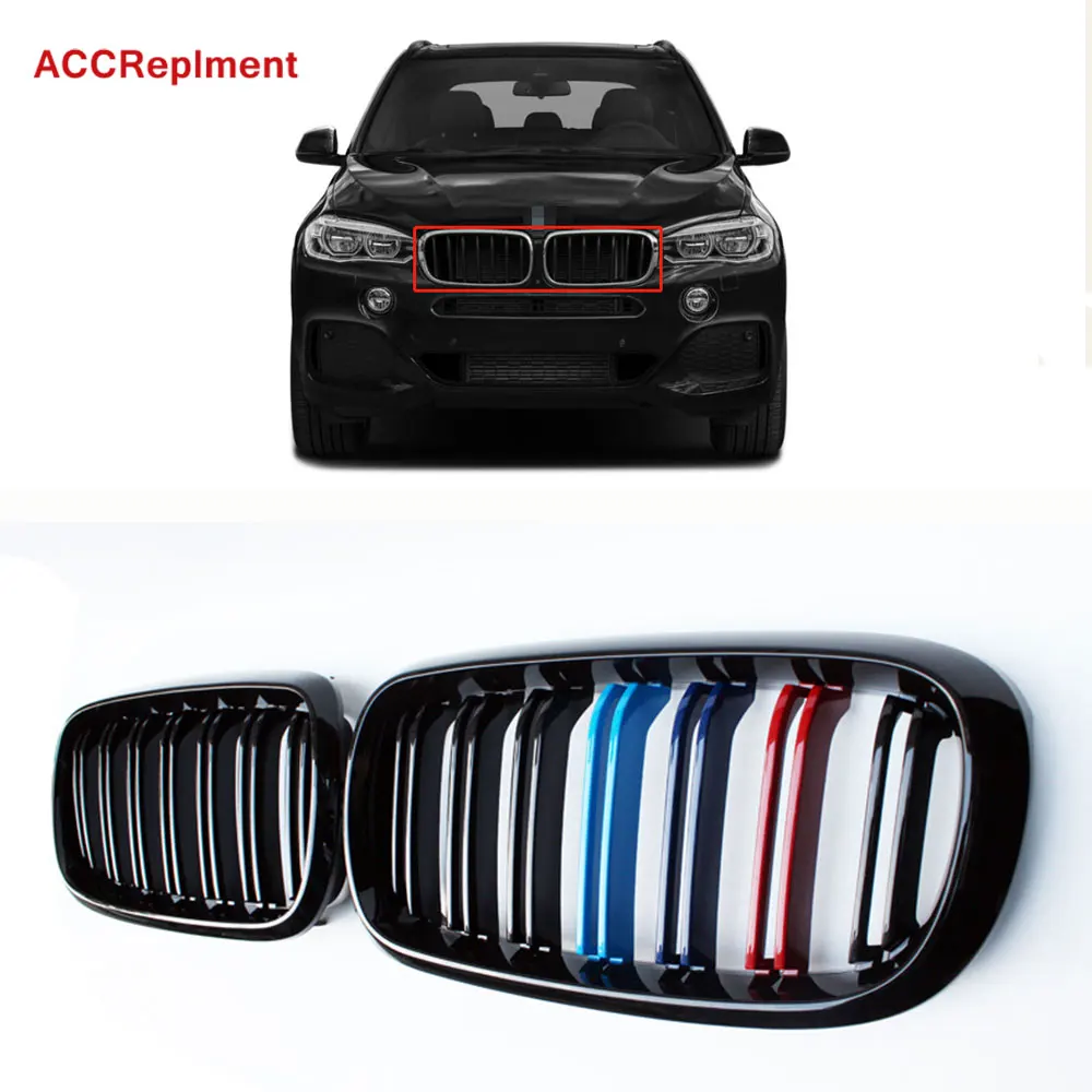 Передний бампер решетка гриль двойная планка для BMW X5 X6 F15 F16 2015 2018 углеродное