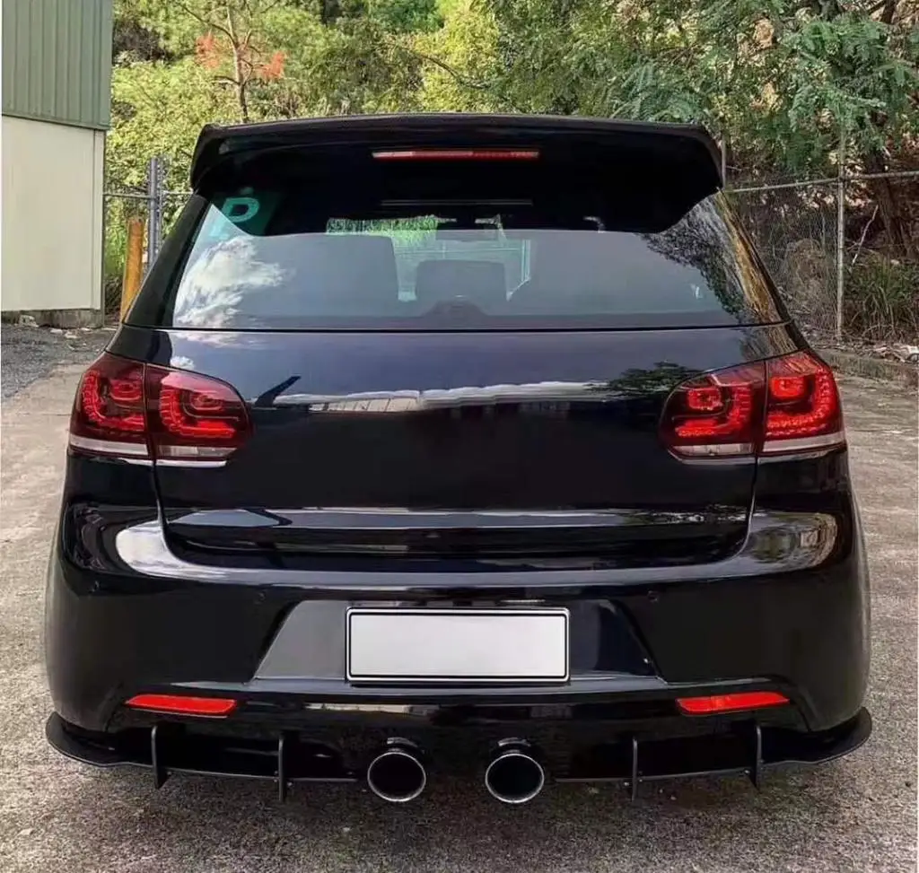 Автомобильный задний диффузор для губ разветвители отделка для Volkswagen VW Golf 6 VII GTI R20 плавники Акула Стиль бампер крышка разветвители ABS черный