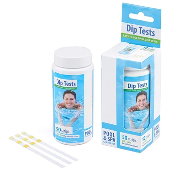 

50pcs Easy Use Tool Spa Practical Dip PH Alkalinity Water Hardness 3 In 1 Paper Residual Test Strip Analyzer Swimming Pool