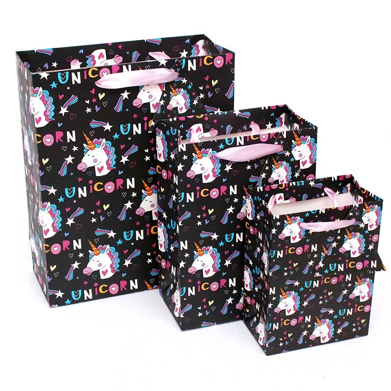

10pcs Unicorn Flamingo Paper Gift Bag Cartoon Animal Paper Bags Party Decoration Cookie Candy Gift Packing Bags