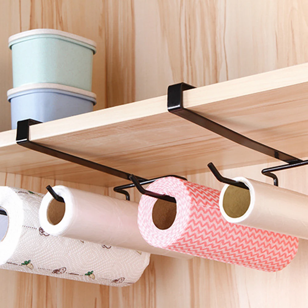 Kitchen Organizer Tissue Holder Hanging Bathroom Toilet Roll Paper Holder Towel Rack Kitchen Cabinet Door Hook Holder