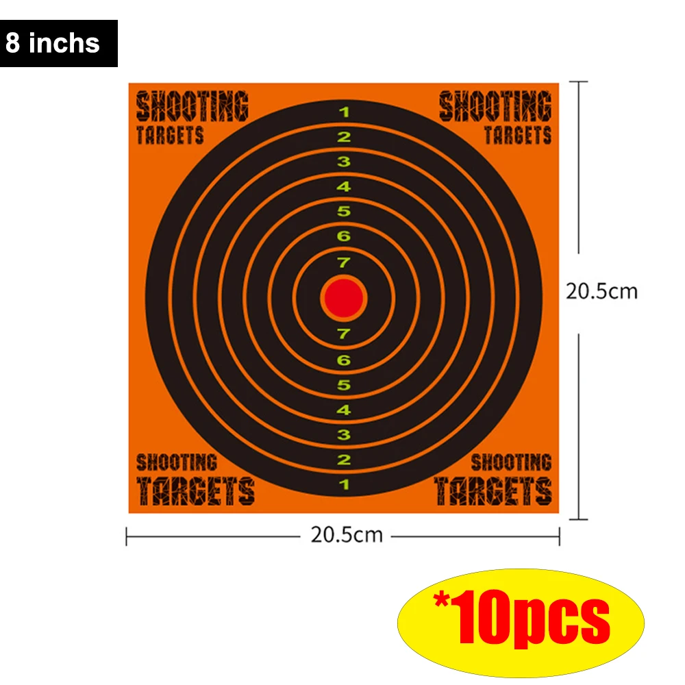 

AIRSOFTA 10pcs Airsoft Target 8Inch Reactivity Shoot Target Portable Hunting Training Practice Target Paper Shooting Accessories