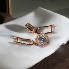 Новые квадратные белые циркониевые серьги из розового золота для женщин ювелирные изделия подарок свадебное обручение серьги Прямая