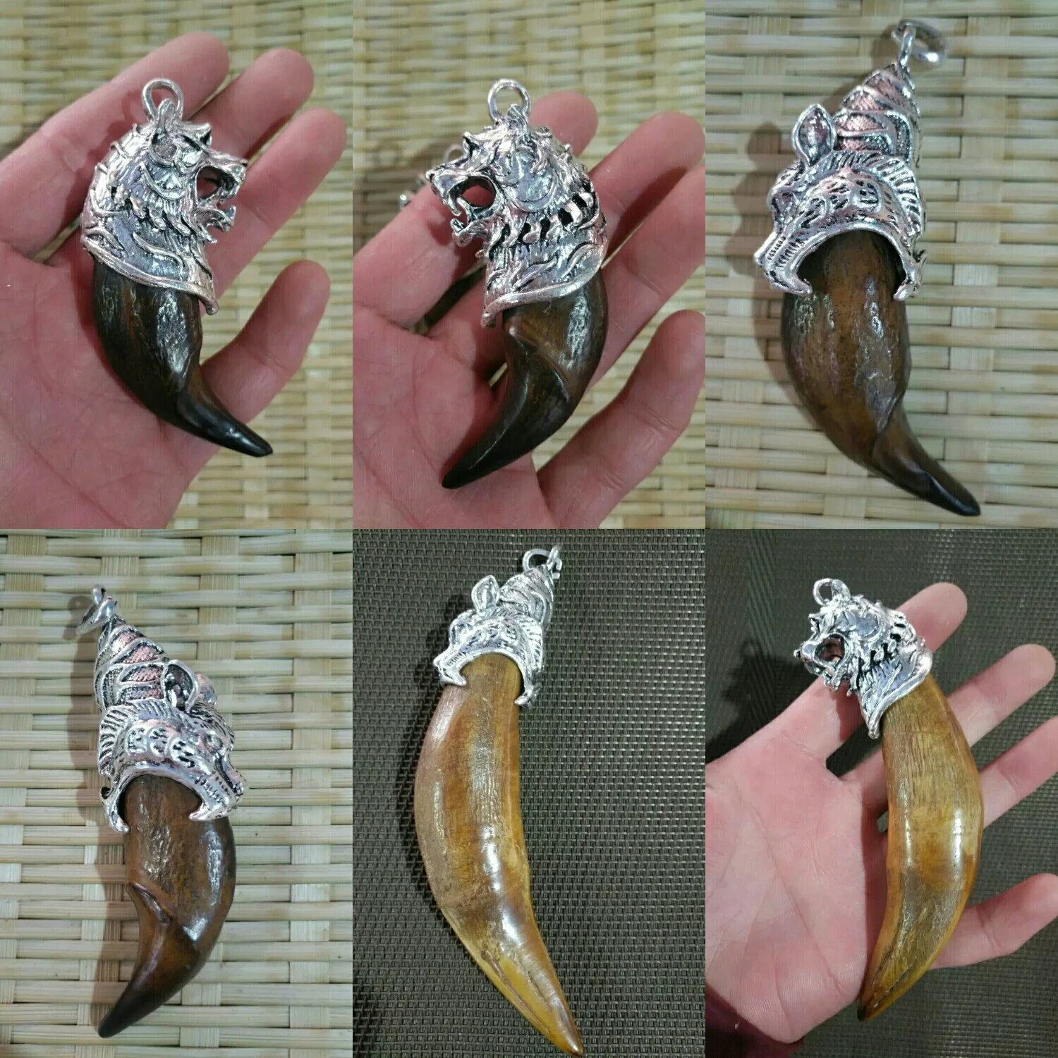 

Collection of Chinese Vintage Tibetan Silver Amulet Pendant/Animal Teeth Pendant Gift