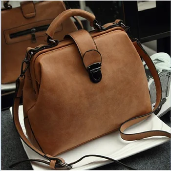 

2020 new retro doctor bag European and American style abrasive leather lady handbag fashion large capacity cross-slant bag