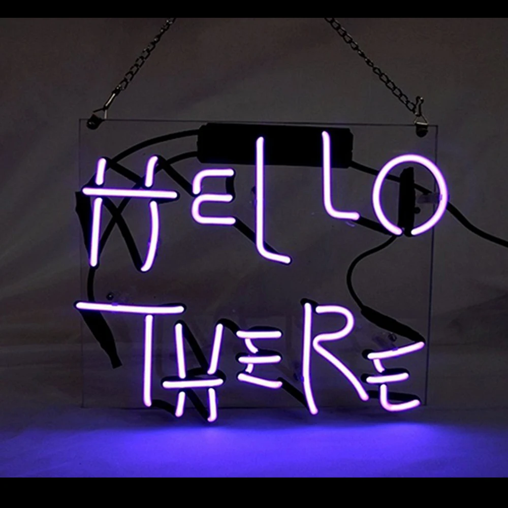 Неоновые вывески подарок Hello There Настоящее стекло пивной бар Паб Магазин вечерние