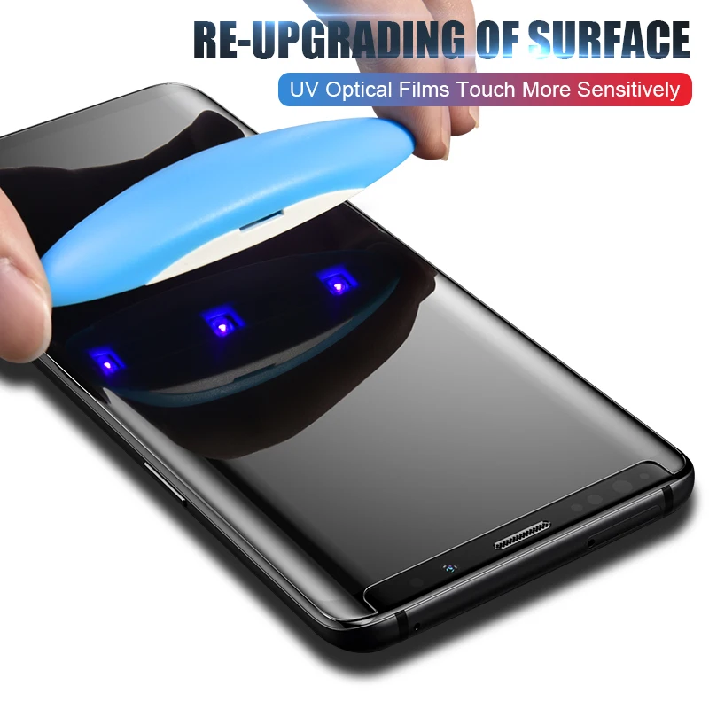 

100D UV Liquid Curved Full Glue Tempered Glass For Samsung Galaxy S8 S9 S10 Plus Note 8 9 10 plus Screen Protector Full Cover