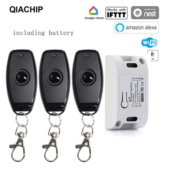 

QIACHIP 433Mhz RF Remote Control & 220V 110V WiFi DIY Home Automation Relay Module Tuya Smart Life APP Amazon Alexa Google Home
