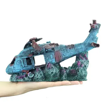 

Aquarium Fish Tank Landscaping Decoration Vintage Home Resin Wrecked Aircraft