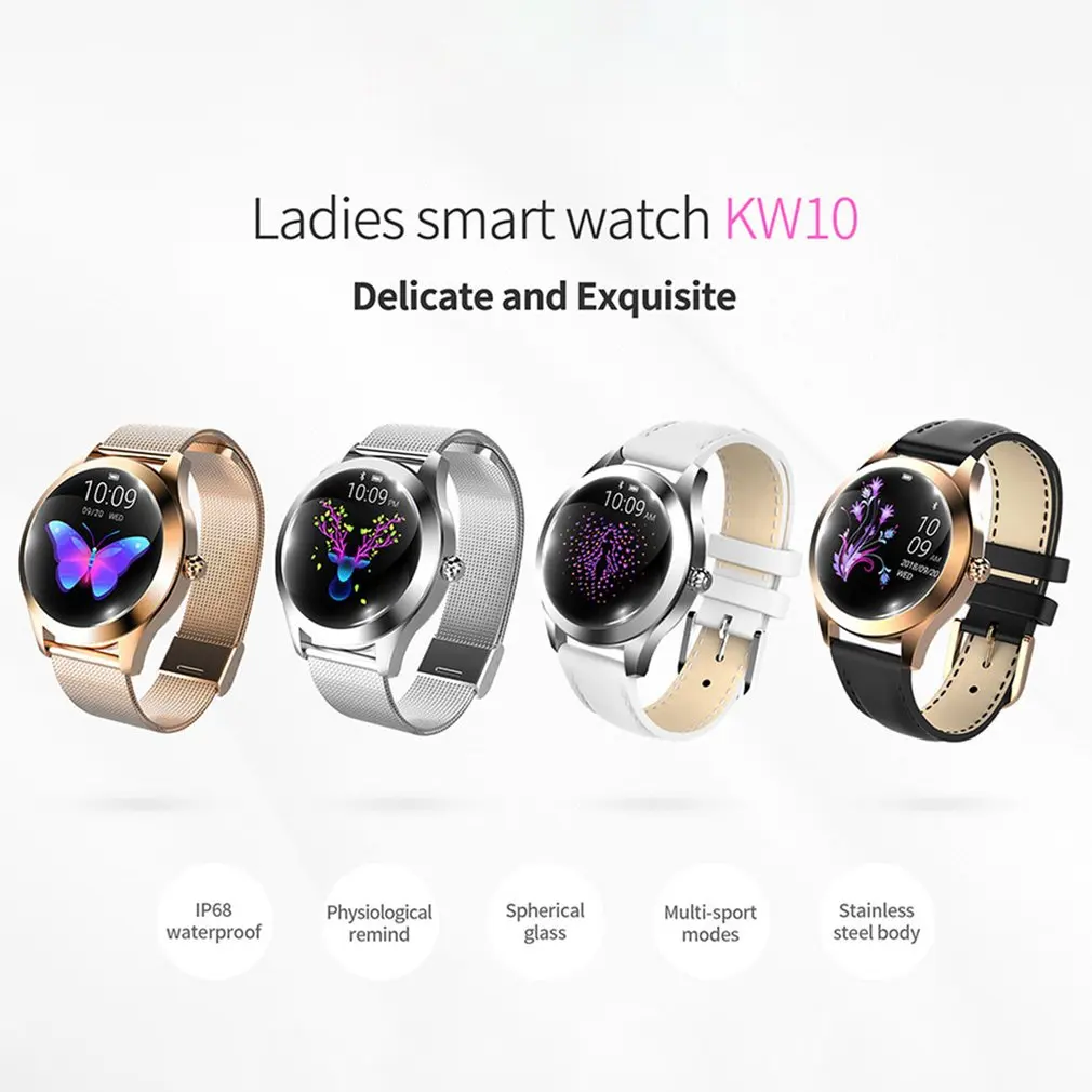 IP68 Waterproof Smart Watch Women Lovely Bracelet Heart Rate Monitor Sleep Monitoring Smartwatch For IOS Android KW10 Band