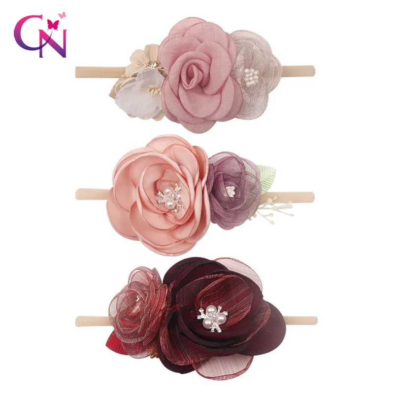 

CN 3 Pcs/Sets Artificial Flower Barrettes Hair Clips For Girls Kids Handmade Wedding Party Hair Bows Children Hair Accessories