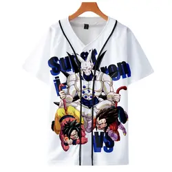 Летняя модная бейсбольная футболка для мужчин с 3D принтом Dragon Ball Z, футболка с короткими рукавами, повседневные бейсбольные футболки в