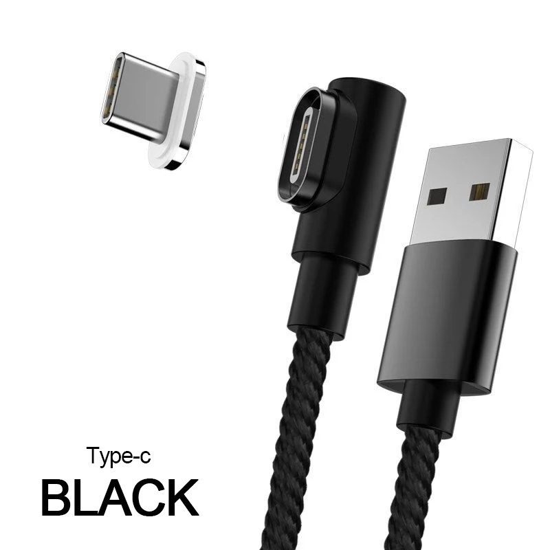 Магнитный кабель VOXLINK Micro usb type C, адаптер для быстрой зарядки телефона, Microusb type-C, магнитное зарядное устройство usb c для iphone samsung S8 9 - Цвет: Black for Type C