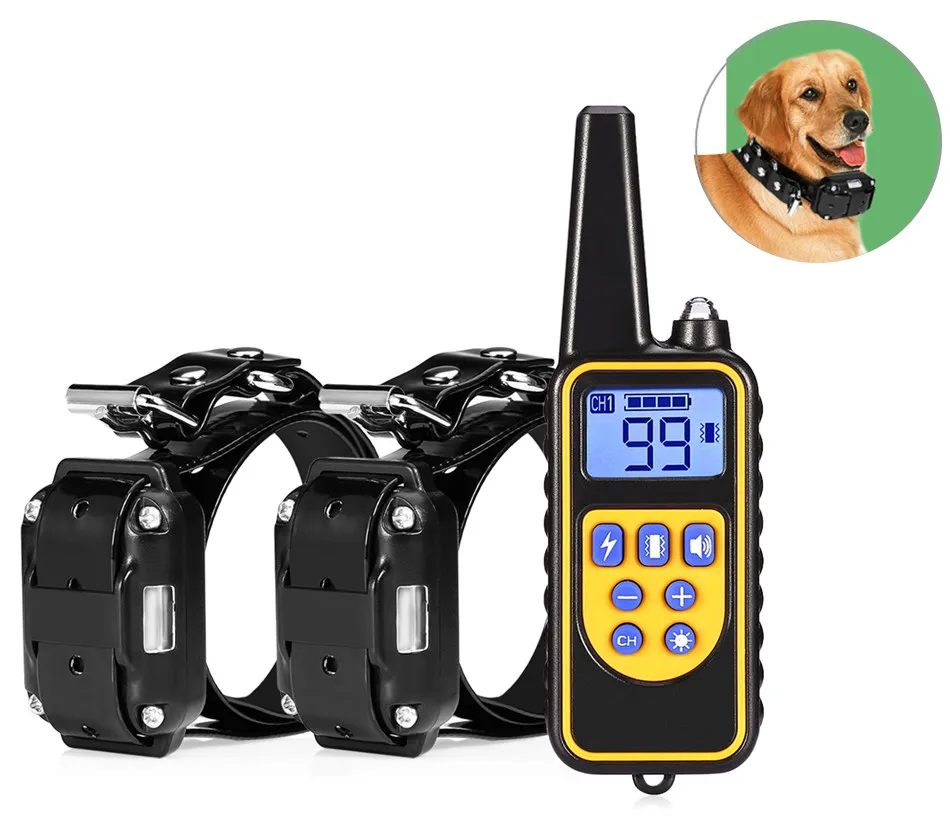 Goedkoop 800m Elektrische Hond Opleiding Kraag Huisdier Afstandsbediening Waterdichte Oplaadbare Halsbanden Met Lcd scherm Alle Size Schors stop kragen