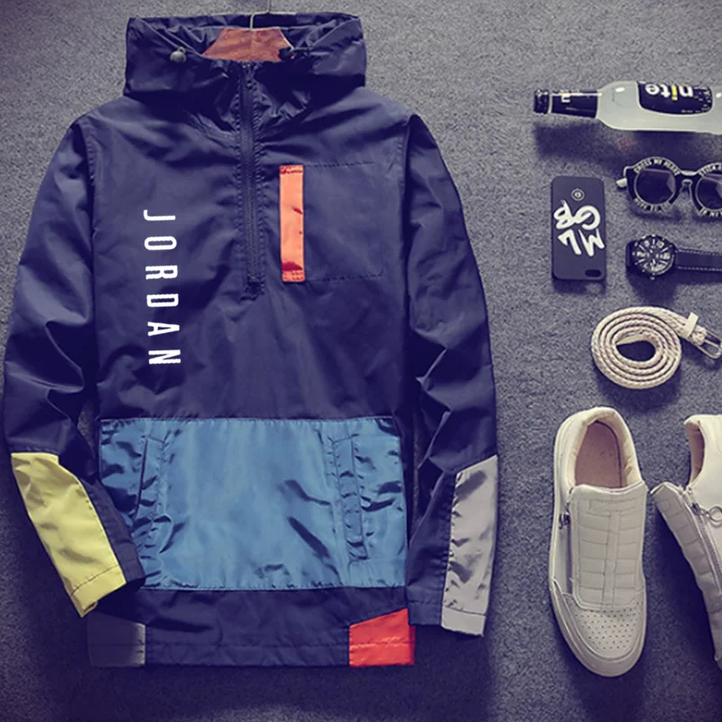 Spring and summer new 23 letter printed jacket men's street windbreaker Hoodie zipper thin jacket men's casual jacket